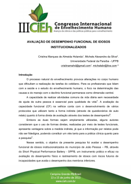 avaliação de desempenho funcional de idosos institucionalizados
