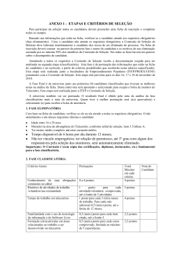 ANEXO 1 - ETAPAS E CRIT&Eacute;RIOS DE SELE&Ccedil;&Atilde;O Tempo