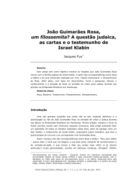 Jo&atilde;o Guimar&atilde;es Rosa, um filossemita? A quest&atilde;o judaica, as cartas