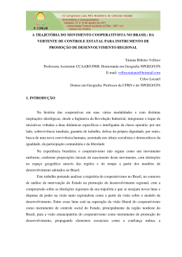A TRAJET&Oacute;RIA DO MOVIMENTO COOPERATIVISTA NO BRASIL
