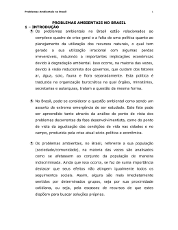 PROBLEMAS AMBIENTAIS NO BRASIL 1 – INTRODUÇÃO