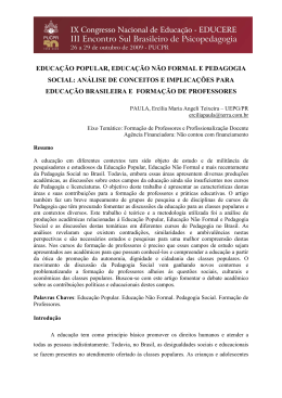 educação popular, educação não formal e pedagogia social