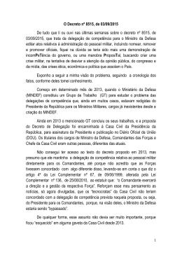O Decreto n&ordm; 8515, de 03/09/2015 De tudo que li ou