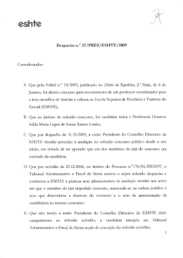 Despacho n.&deg; 37/PRES/ESHTE/2009