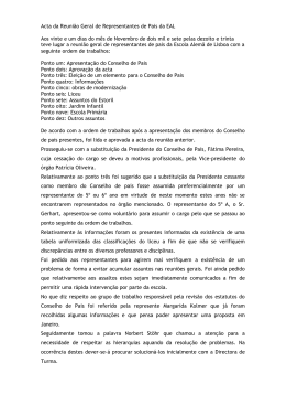 Acta da Reuni&atilde;o Geral de Representantes de Pais da EAL