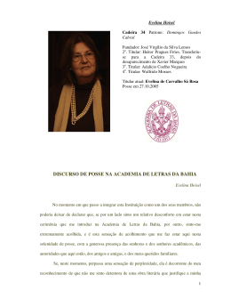 DISCURSO DE POSSE NA ACADEMIA DE LETRAS DA BAHIA