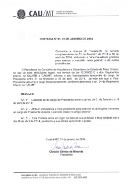 Comunica a licen&ccedil;a do Presidente