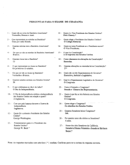 PERGUNTAS PARA O`EXAMÍE DE CIDADANIA