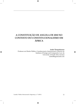 A CONSTITUI&ccedil;&atilde;O DE ANgOLA DE 2010 NO CONTExTO DO
