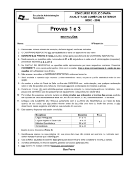 Provas 1 e 3 - Minist&eacute;rio do Desenvolvimento, Ind&uacute;stria e Com&eacute;rcio