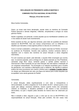 Declara&ccedil;&atilde;o Pol&iacute;tica do Presidente do