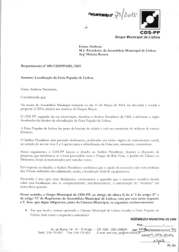Requerimento - Assembleia Municipal de Lisboa