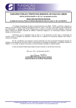 Resultado das Provas Pr&aacute;ticas