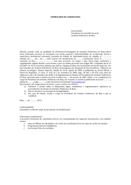 Formulário para Candidatura - Instituto Politécnico de Beja
