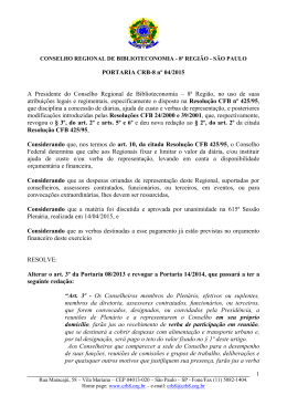 PORTARIA CRB-8 nº 04/2015 A Presidente do Conselho Regional