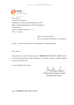 Exmo. Senhor Prof. Doutor Vitor Santos Presidente do Conselho de