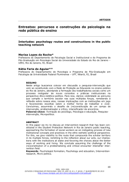 Entreatos: percursos e constru&ccedil;&otilde;es da psicologia na rede p&uacute;blica