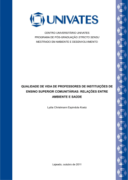 qualidade de vida de professores de institui&ccedil;&otilde;es de ensino superior