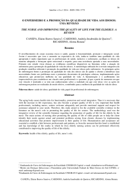 O ENFERMEIRO E A PROMO&Ccedil;&Atilde;O DA QUALIDADE DE VIDA AOS