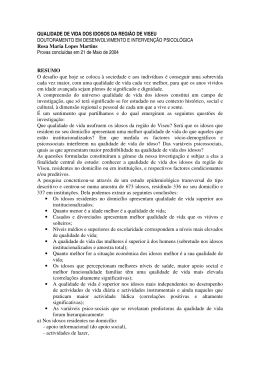 QUALIDADE DE VIDA DOS IDOSOS DA REGI&Atilde;O DE VISEU
