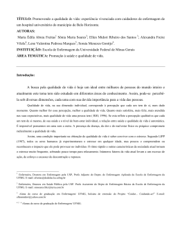 promovendo a qualidade de vida: experi&ecirc;ncia vivenciada