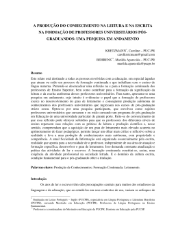 A PRODU&Ccedil;&Atilde;O DO CONHECIMENTO NA LEITURA E NA