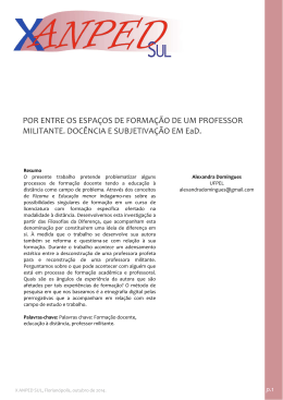 POR ENTRE OS ESPA&Ccedil;OS DE FORMA&Ccedil;&Atilde;O DE UM