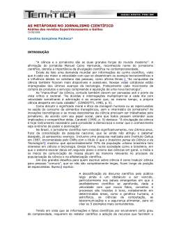 As Met&aacute;foras no jornalismo cient&iacute;fico An&aacute;lise das revistas
