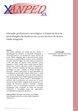 Educa&ccedil;&atilde;o profissional e tecnol&oacute;gica: o Estado da Arte