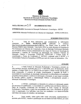 Nota Técnica no 52/2014 da DDR/SETEC/MEC