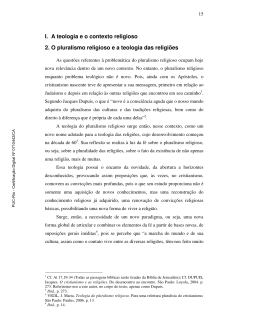 I. A teologia e o contexto religioso 2. O pluralismo