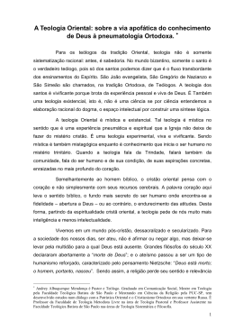 A Teologia Oriental - Faculdade de Teologia Metodista Livre