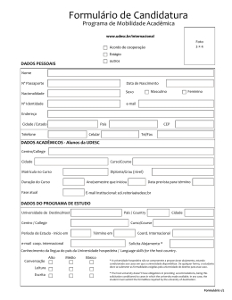 Anexo III - Formulário de Candidatura
