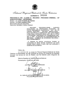 Ac&oacute;rd&atilde;o n. 20589 - Tribunal Regional Eleitoral de Santa Catarina