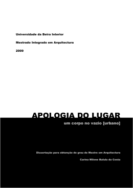 APOLOGIA DO LUGAR - uBibliorum - Universidade da Beira Interior
