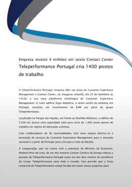 2013 | Teleperformance Portugal cria 1400 postos de trabalho