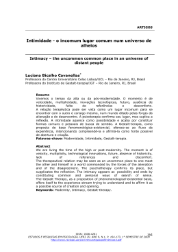 Intimidade - o incomum lugar comum num universo de alheios