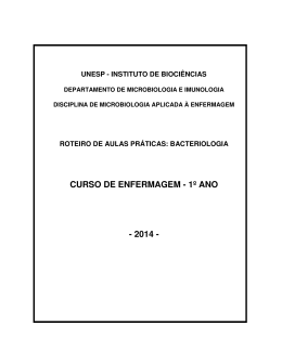 Roteiro da Disciplina de Microbiologia Aplicada a Enfermagem