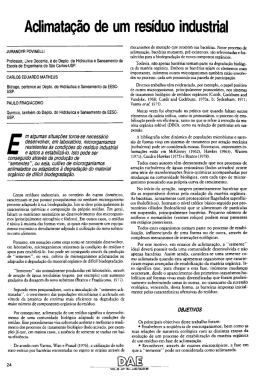 Aclimata&ccedil;&atilde;o de um res&iacute;duo industrial