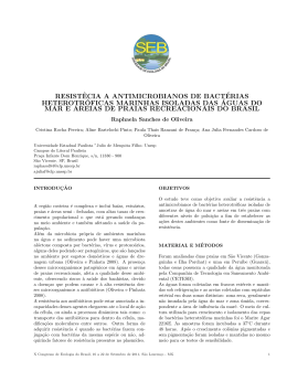 Resist&ecirc;cia a antimicrobianos de bact&eacute;rias heterotr&oacute;ficas marinhas