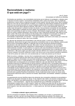 Racionalidade e realismo: O que est&aacute; em jogo? (*)