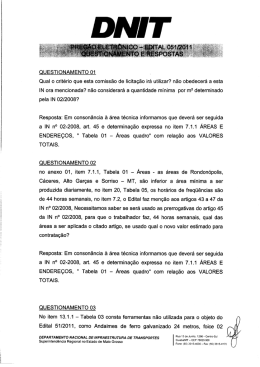 QUESTIONAMENTO 01 Qual o crit&eacute;rio que esta comiss&atilde;o de