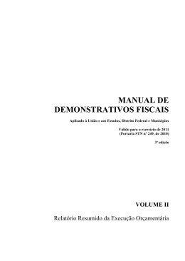 Volume II - Relat&oacute;rio Resumido da Execu&ccedil;&atilde;o