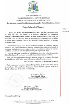 Veja a Provisão de Pároco - Santuário Arquidiocesano de Nossa