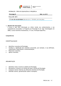 Psicologia B 1. OBJETO DE AVALIA&Ccedil;&Atilde;O: A prova a que esta