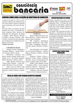 Consci&ecirc;ncia Banc&aacute;ria - Di&aacute;rio - Sindicato dos Banc&aacute;rios de Itabuna