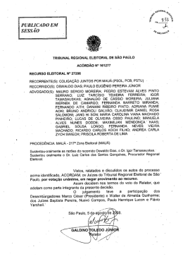 Ac&oacute;rd&atilde;o 161277 - Tribunal Superior Eleitoral