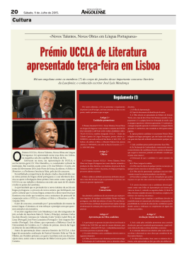 Pr&eacute;mio UCCLA de Literatura apresentado ter&ccedil;a