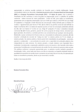apresentado na proxima reuni&atilde;o ordinaria do Conselho para a
