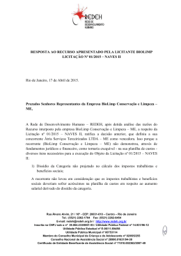 RESPOSTA AO RECURSO APRESENTADO PELA